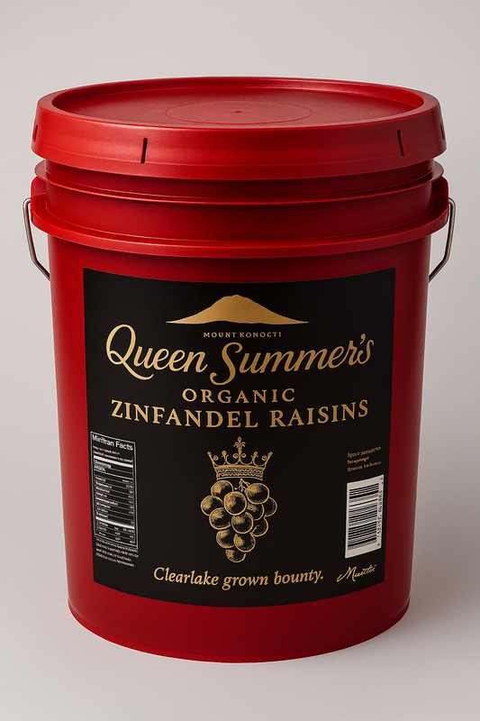 🌿 Queen Summer’s Organic Zinfandel Raisins — 5-Gallon Emergency Storage Bucket  Compressed
